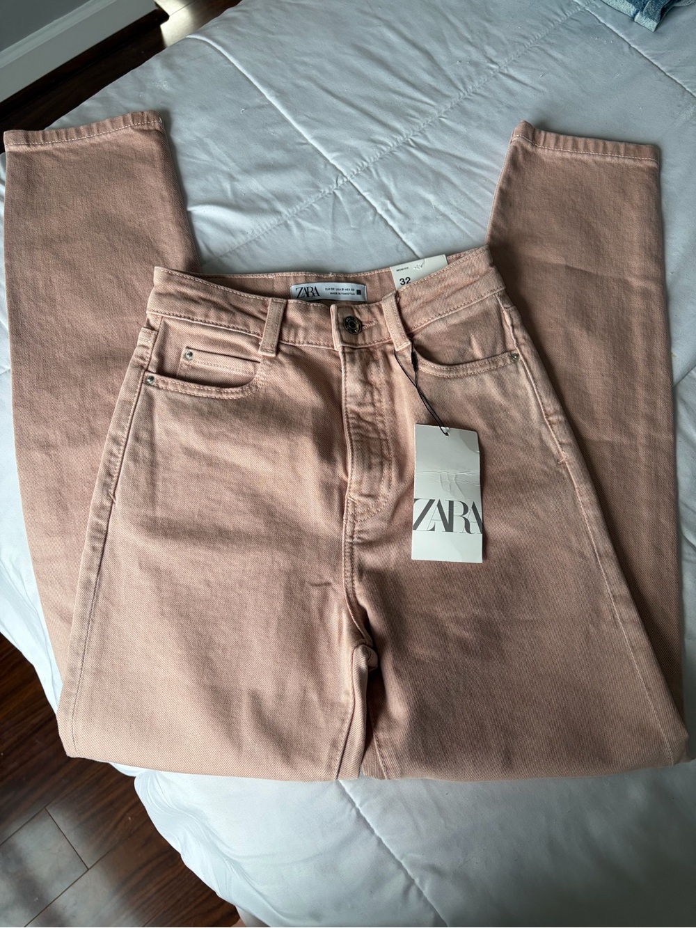 New ZARA Women's High-Rise Pink Mom Fit Jeans Size 0